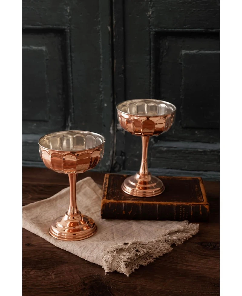 Coppermill Kitchen, Vintage-Inspired Copper Coupe Glasses | Set of 2 | Tin-Lined, 6.25"