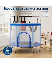gaomon 60" Kids Trampoline with Safety Enclosure Net and Adjustable Gymnastics Bar - Multi-Toy Set and 440lbs Capacity