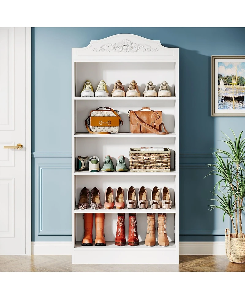 Slickblue Freestanding 72.8 Inch Wood Shoe Cabinet with 5 Tier Storage