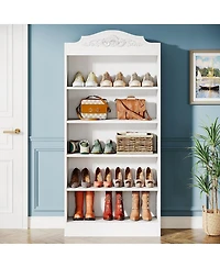 Slickblue Freestanding 72.8 Inch Wood Shoe Cabinet with 5 Tier Storage