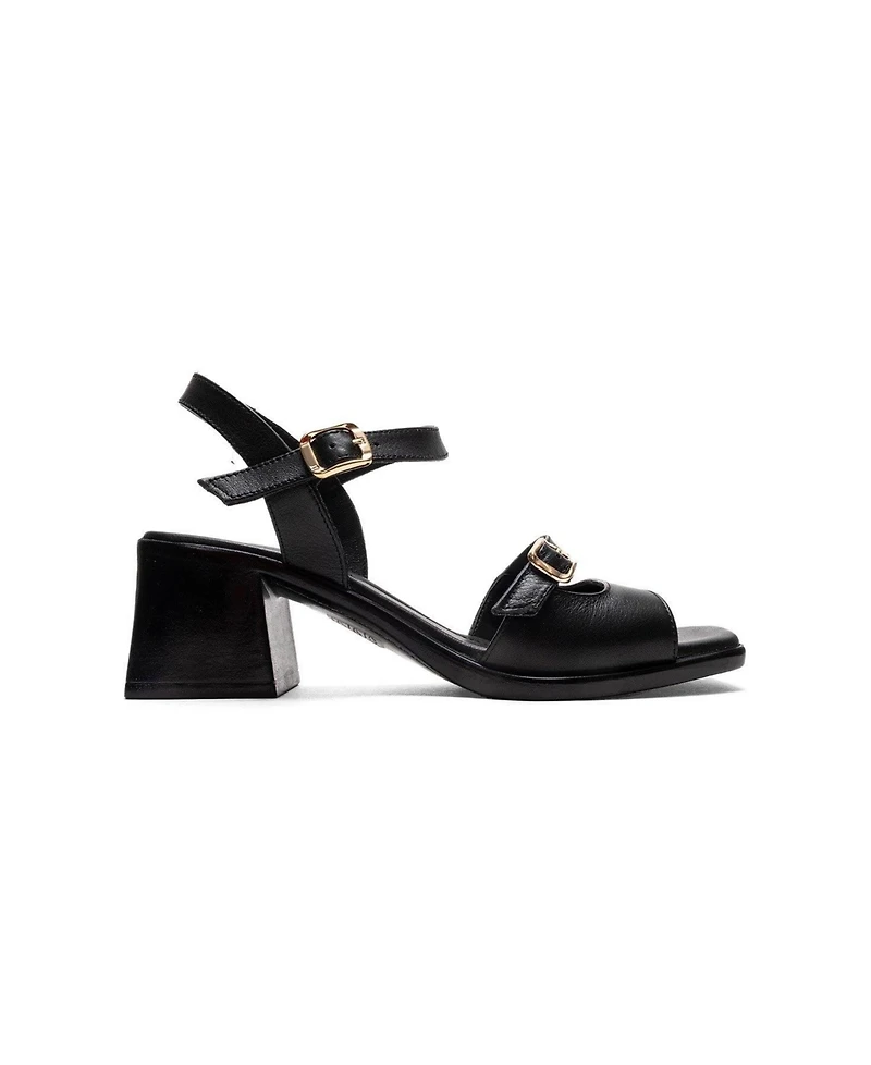 Forever & Always Shoes Women's Yolen Leather Block Heel Sandal