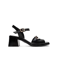 Forever & Always Shoes Women's Yolen Leather Block Heel Sandal