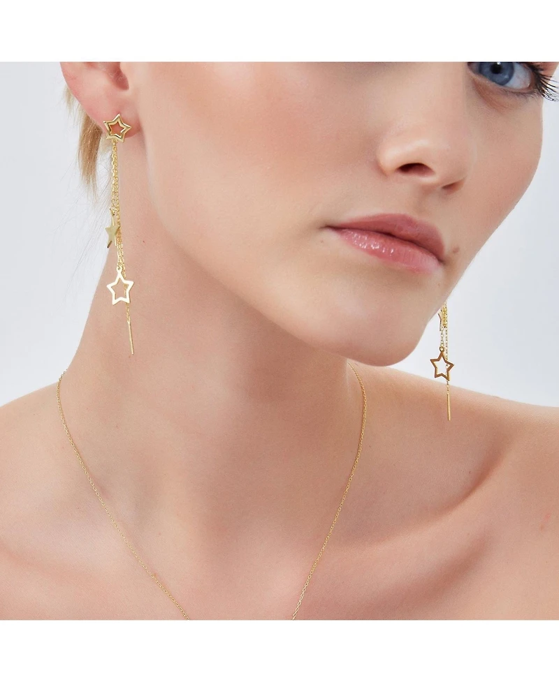 Spero London Chain and Stars Sterling Silver Drop Earring