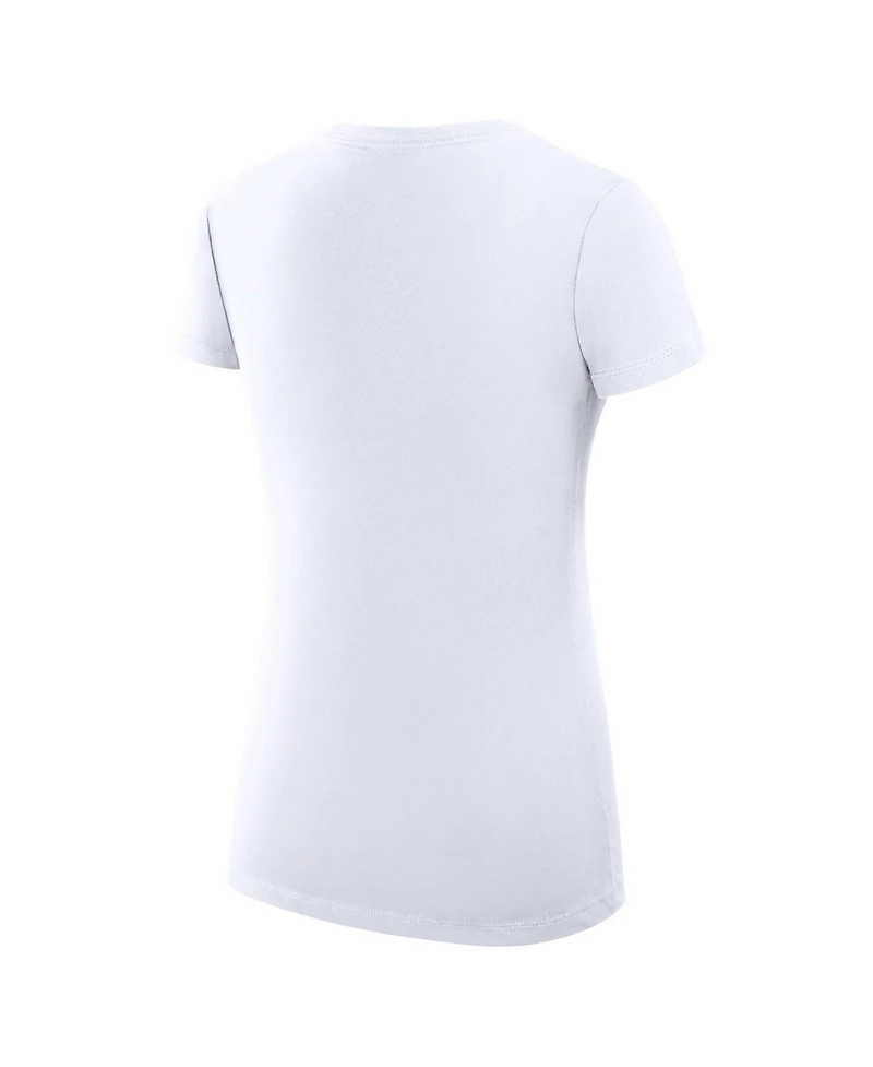 G-iii 4Her by Carl Banks Women's White New York Knicks Super-Slim Fit Lightweight Team Logo V-Neck T-Shirt
