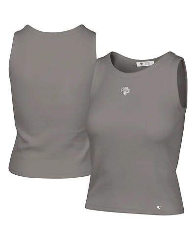 '47 Brand Women's Gray New York Knicks Cropped Skyhook Baby Rib Tank Top