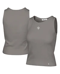 '47 Brand Women's Gray New York Knicks Cropped Skyhook Baby Rib Tank Top