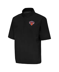 Antigua Men's Black New York Knicks Brisk Quarter-Zip Windbreaker