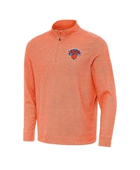 Antigua Men's Heather Orange New York Knicks Subtle Quarter-Zip Sweatshirt
