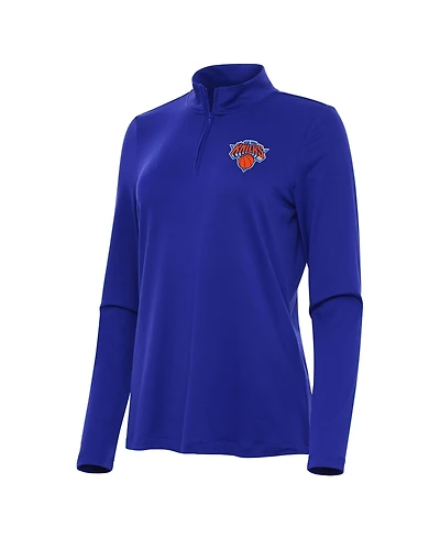 Antigua Women's Blue New York Knicks Reprocess Quarter-Zip Sweatshirt