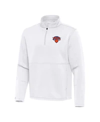 Antigua Men's White New York Knicks Twist Quarter-Zip Pullover Sweatshirt