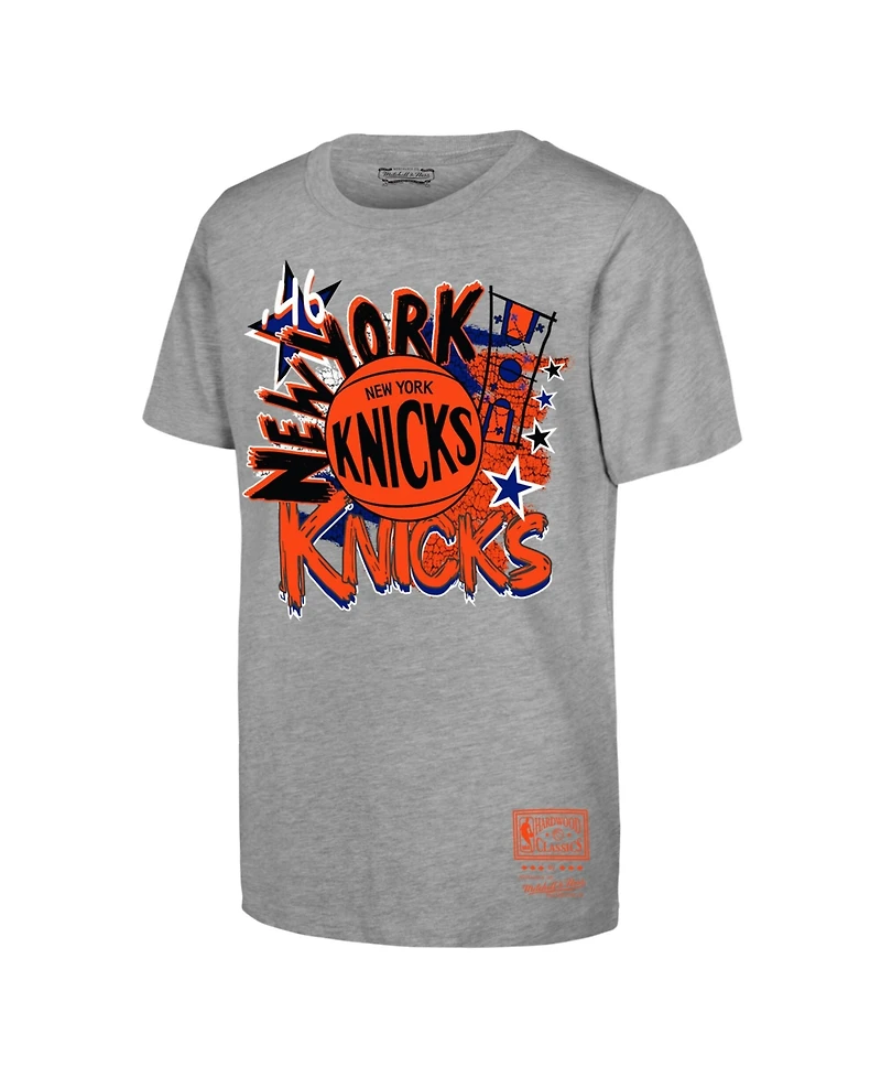 Mitchell & Ness Big Boys and Girls Heather Gray New York Knicks Hardwood Classics Play by T-Shirt