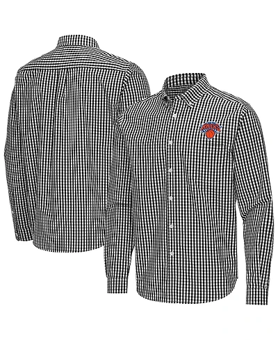 Antigua Men's New York Knicks Ellis Woven Tri-Blend Button-Down Shirt