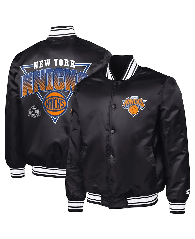 Starter Men's Black New York Knicks Triangle Full-Snap Varsity Jacket