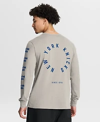 Fanatics Men's Cream New York Knicks Crossover Collection Ball Screen Action Premium Long Sleeve T-Shirt