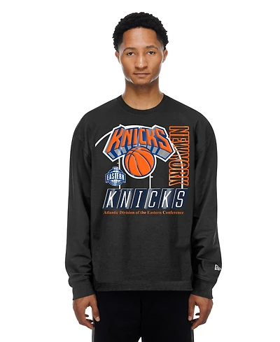 New Era Men's Black York Knicks Leisure Collection Stretch Fleece Sweatshirt