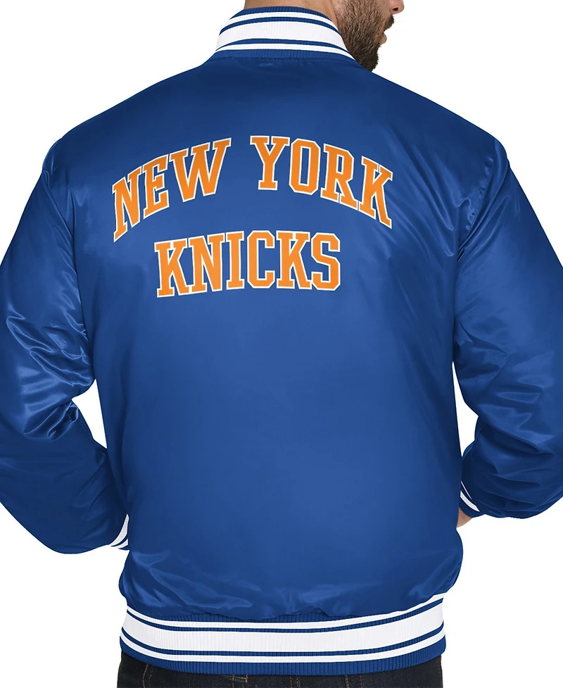Starter Men's Blue New York Knicks Team Name Varsity Full-Snap Jacket
