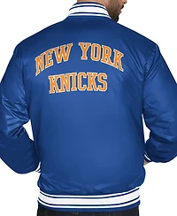 Starter Men's Blue New York Knicks Team Name Varsity Full-Snap Jacket