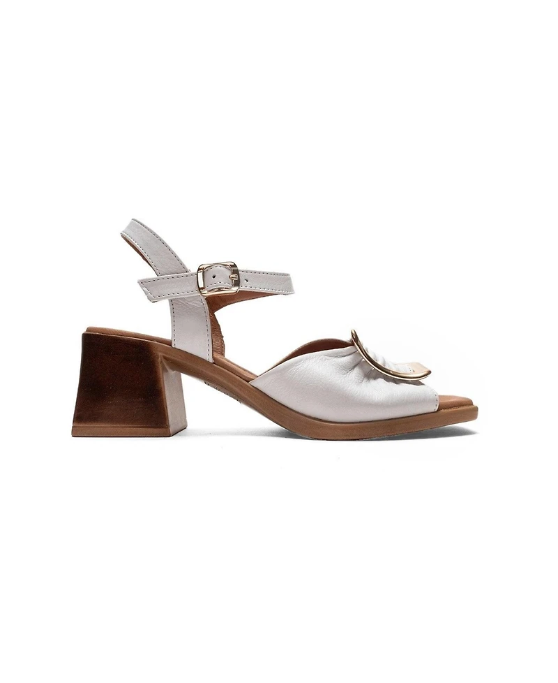 Forever & Always Shoes Women's Asha Leather Block Heel Sandal