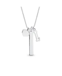 Bling Jewelry Paw Print Dog Tag Pendant Necklace Pet Lover Heart and Bone Charm .925 Sterling Silver