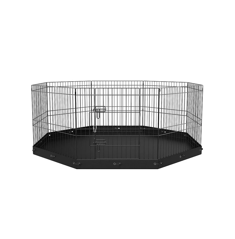 Ruie 8 Panel Foldable Metal Dog Playpen 24 in Tall with Oxford Bottom Mat
