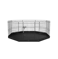 Ruie 8 Panel Foldable Metal Dog Playpen 24 in Tall with Oxford Bottom Mat