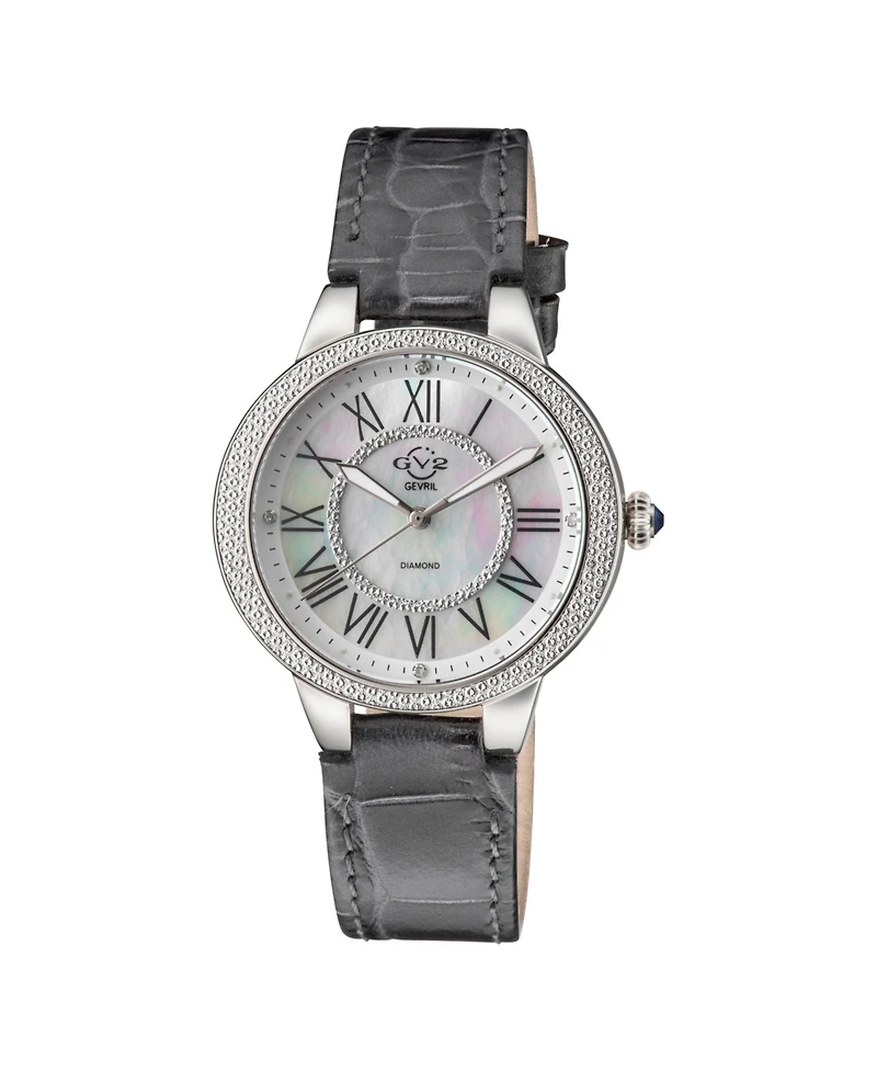 GV2 by Gevril Women's Astor Ii Swiss Quartz Diamond Hand made Italian leather Strap Watch