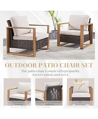 Pocassy Patio Resin Wicker Furniture Set with Fire Pit Table, Pe Rattan Swivel Chairs Propane Table,5PCS Conversation