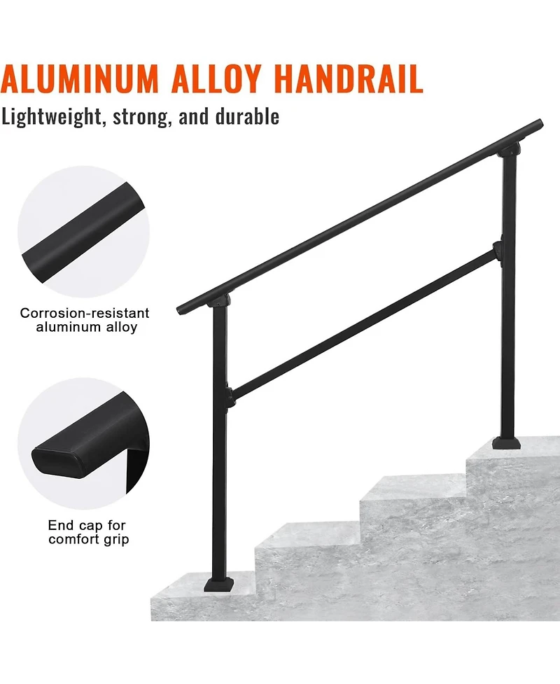 gaomon 6-Step Outdoor Stair Railing Aluminium Alloy Handrail for Concrete and Wooden Steps with Non-Slip Grip Installation