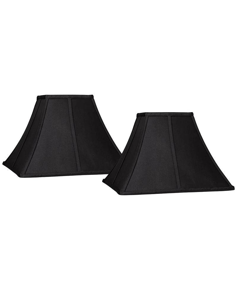 Springcrest Set of 2 Square Lamp Shades Medium 6" Top x 14" Bottom x 9.5" High Spider Replacement Harp and Finial Fitting