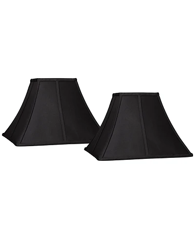 Springcrest Set of 2 Square Lamp Shades Medium 6" Top x 14" Bottom x 9.5" High Spider Replacement Harp and Finial Fitting