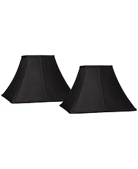 Springcrest Set of 2 Square Lamp Shades Medium 6" Top x 14" Bottom x 9.5" High Spider Replacement Harp and Finial Fitting