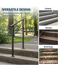 gaomon 2-Step Outdoor Stair Handrail Kit Aluminum and Iron Construction Adjustable Angle Easy Diy Installation with All Hardware