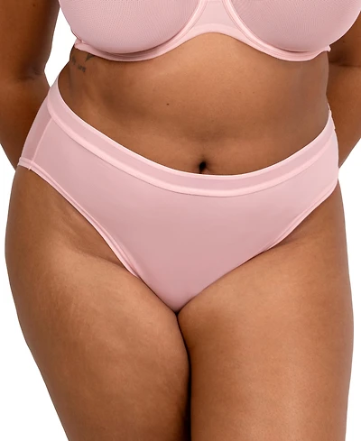 Curvy Couture Women's Sheer Mesh High Cut Brief Panty