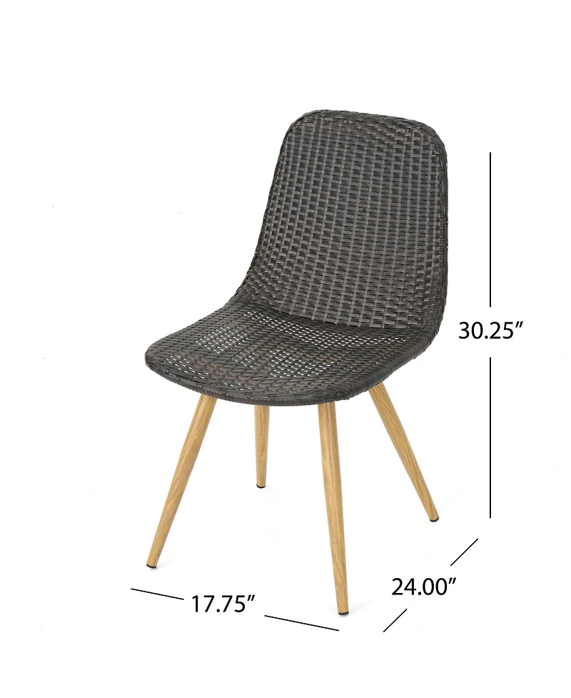 Clihome Rattan Dining Chairs Outdoor Patio Chairs with Metal Frame