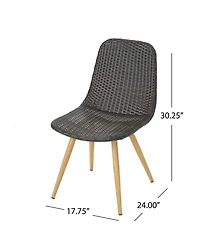 Clihome Rattan Dining Chairs Outdoor Patio Chairs with Metal Frame