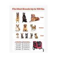 Ruie Foldable Dog Bike Trailer Pet Bicycle Carrier for Small Large Dogs up to 100 lbs