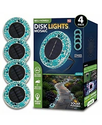 Bell + Howell Mosaic Disk Lights Solar Powered 6 Led Weather Resistance Path 4-Piece