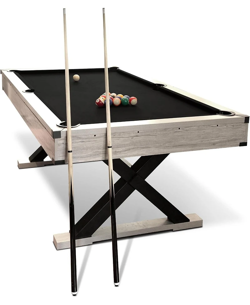 Xo 84" Rustic Pool Table with Accessories, Heavy Duty Billiard Table for Home Game Room Club Entertainment