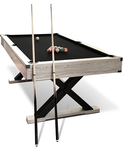Xo 84" Rustic Pool Table with Accessories, Heavy Duty Billiard Table for Home Game Room Club Entertainment
