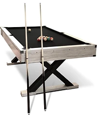 Xo 84" Rustic Pool Table with Accessories, Heavy Duty Billiard Table for Home Game Room Club Entertainment