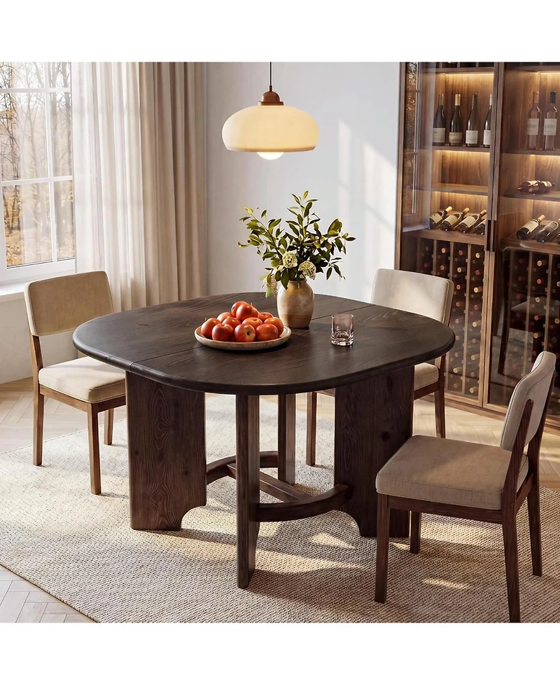 Tribesigns Solid Wood Square Dining Table for 4, 47.24-Inch Farmhouse Kitchen Dinner Table, Sturdy Rustic Dining Room Furniture