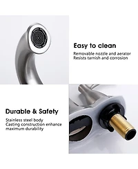 Phying 2 Handle 4 Inch Centerset Bathroom Sink Faucet with Pop-Up Drain, Brushed Nickel
