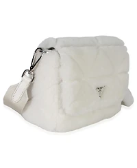 Pre-Owned Prada White Shearling Patchwork System Flap Bag