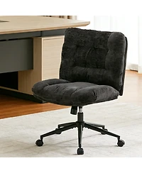 gaomon Pu Leather Double Thick Cushion Ergonomic Office Chair, Wide Seat, 360 Degree Swivel, Height Adjustable, Armless, with Wheels