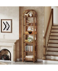 Slickblue 71 Inch Tall Narrow Bookshelf with 6 Tier Arched Shelves