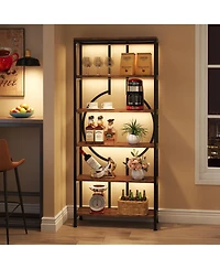 Slickblue 6 Tier Industrial Bookshelf with Open Display Storage Shelves