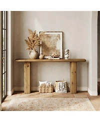 Slickblue Solid Wood Sofa Console Table with Sturdy Base for Behind Couch