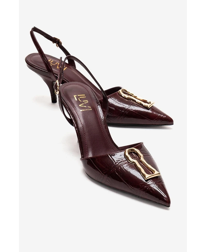 Prologue Shoes Women's Yvella Buckle Pointed Toe Stiletto Pump