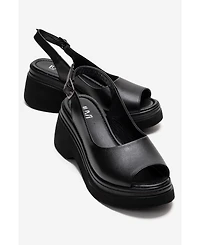 Forever & Always Shoes Women's Laure Leather Wedge Sandal