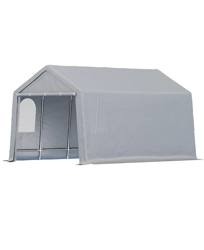 Carport Outdoor Car Canopy with Roll-Up Zipper Door - Portable Garage Kit Waterproof, Uv-Resistant for Cars, Bikes, Tools